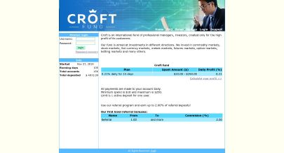 HYIP screenshot  Croft Fund