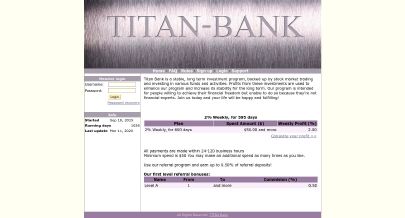 HYIP screenshot  TITAN Bank