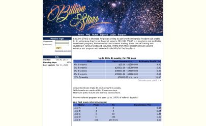 HYIP screenshot  BILLION-STARS.COM