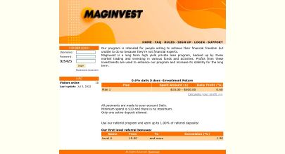 Capture d'écran de HYIP Maginvest Online