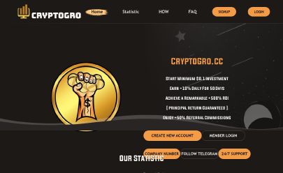 Captura de pantalla de HYIP cryptogro.cc